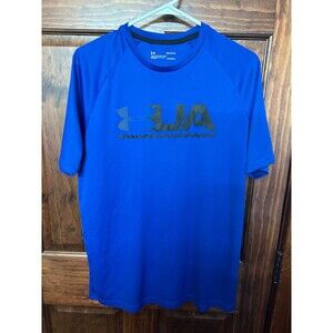 Under Armour Blue Shirt Mens Medium -Black/Gray UA Graphic Print Logo